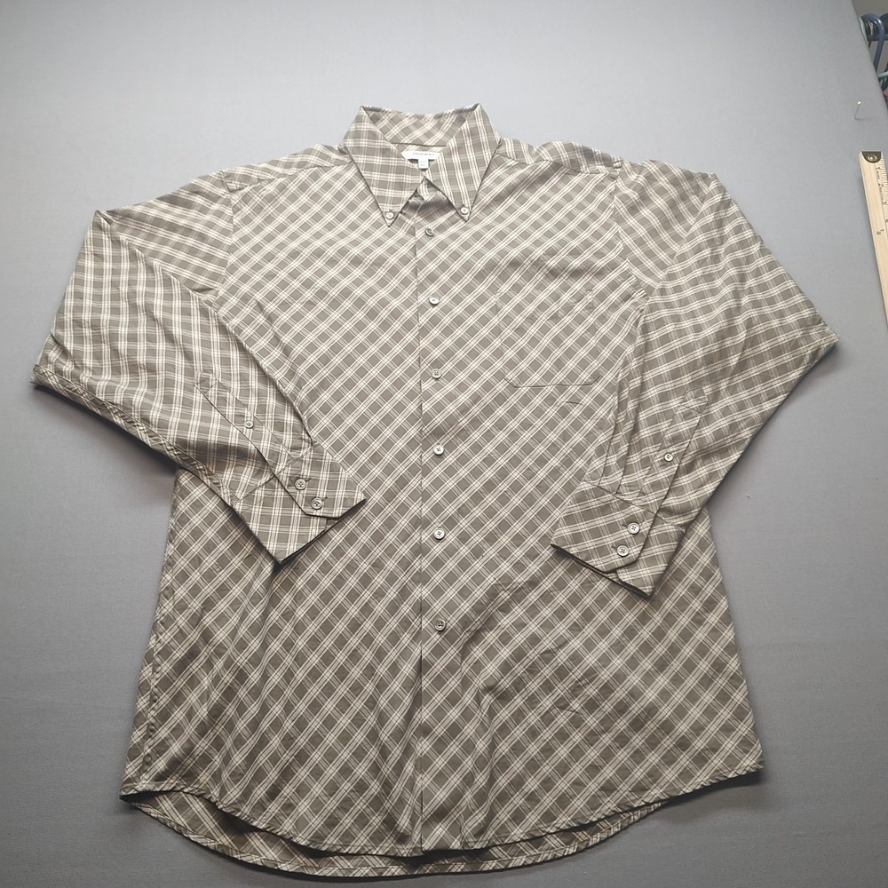 murano Men's collezione Button Up‎ Shirt Brown Plaid Size Extra Large